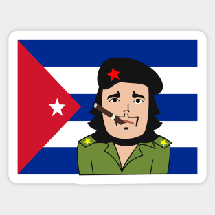 Cuban guerrilla patriotic flag Che Guevara with cigar Sticker